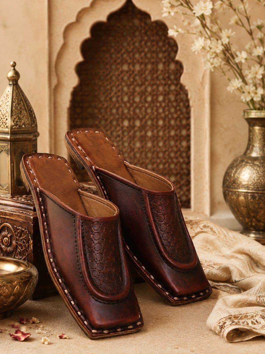 Anouk Men Textured Ethnic Mules Flats - view 1