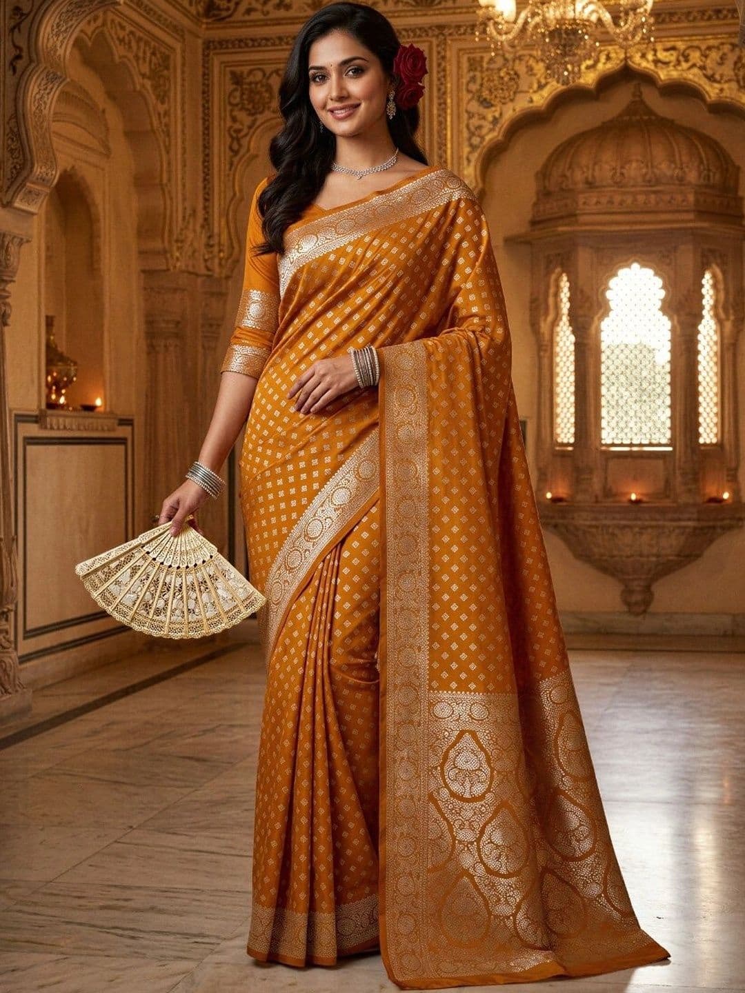 KALINI Embellished Zari Art Silk Banarasi Saree - view 1