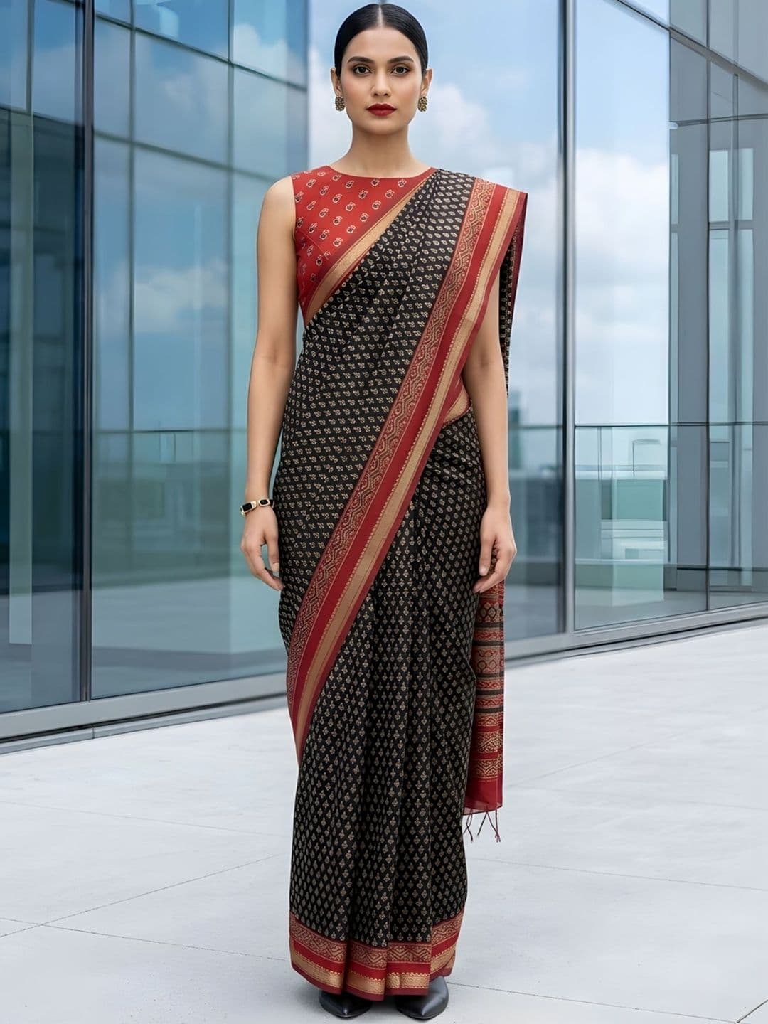 Anouk Ethnic Motifs Zari Saree - view 1