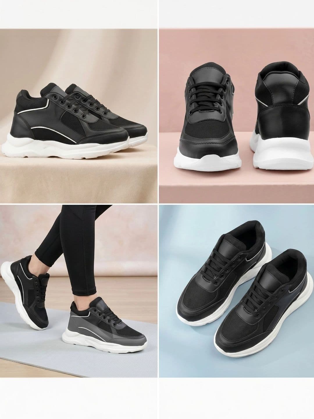 Bxxy Women Black Invisible Height Casual Lace-up Shoe - view 1
