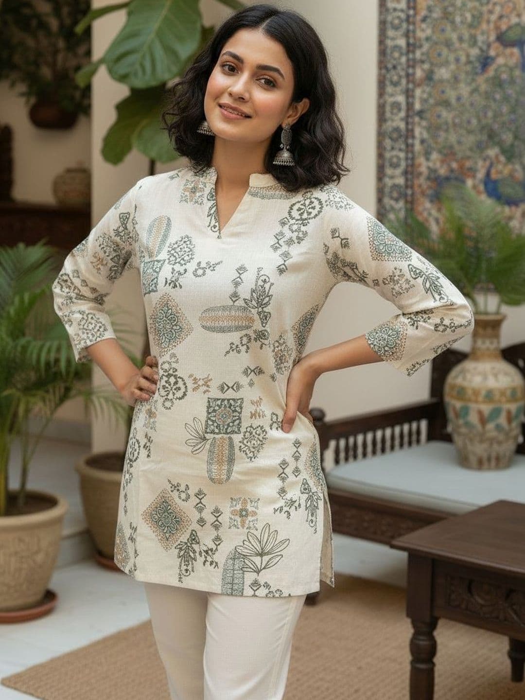 Anouk Ethnic Motifs Printed Pure Cotton Kurti - view 1