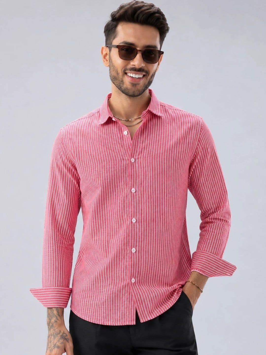 R.Code by The Roadster Life Co. Men Standard Striped Casual Shirt - view 1