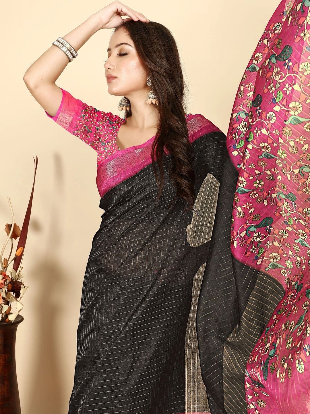 SSHAGUN LIFESTYLE Floral Embroidered Silk Cotton Heavy Work Saree - view 1