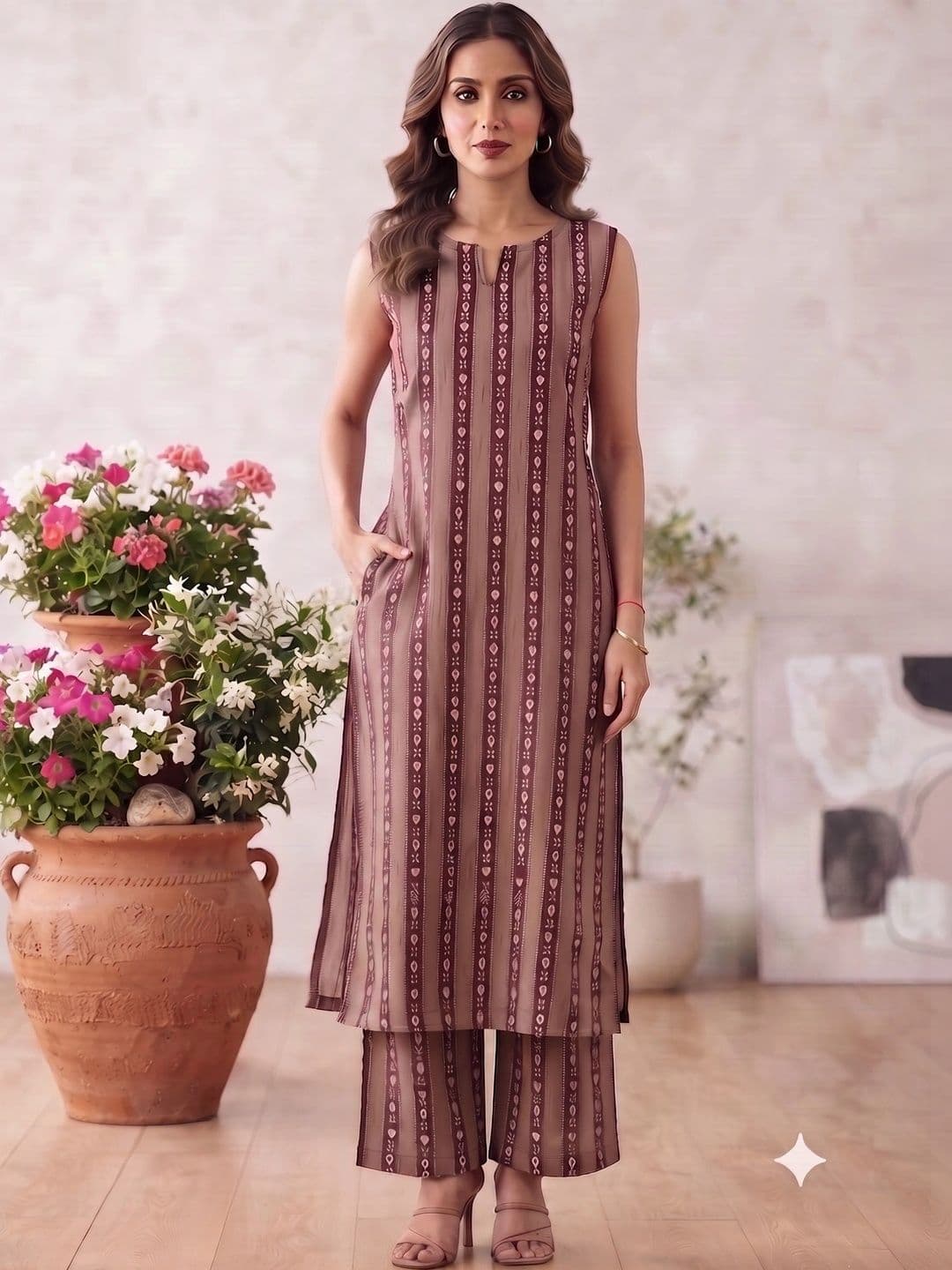 Angkor Women Ethnic Motifs Printed Regular Pure Cotton Kurta with Palazzos - view 1