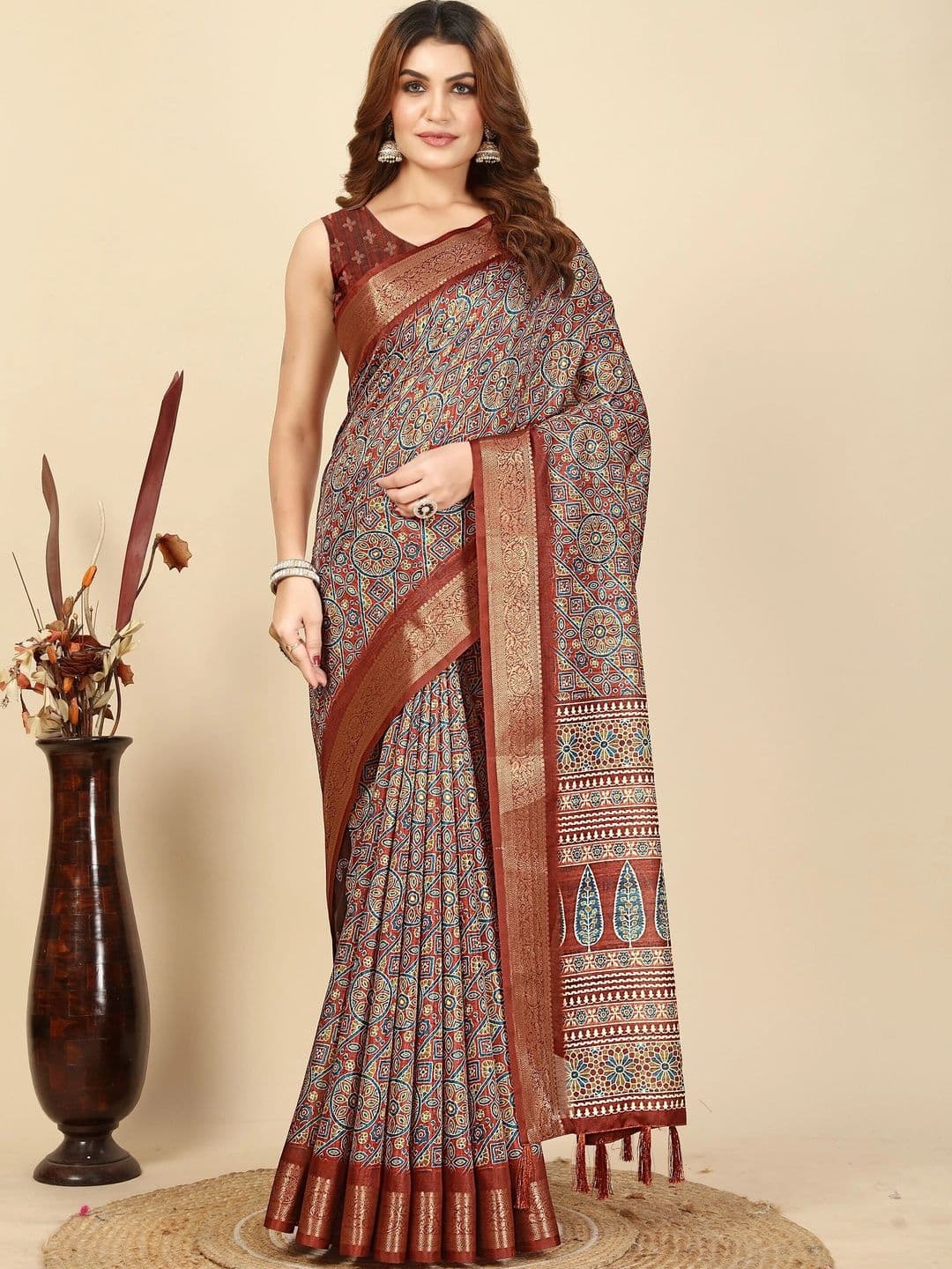 SSHAGUN LIFESTYLE Woven Design Silk Cotton Bhagalpuri Saree - view 1