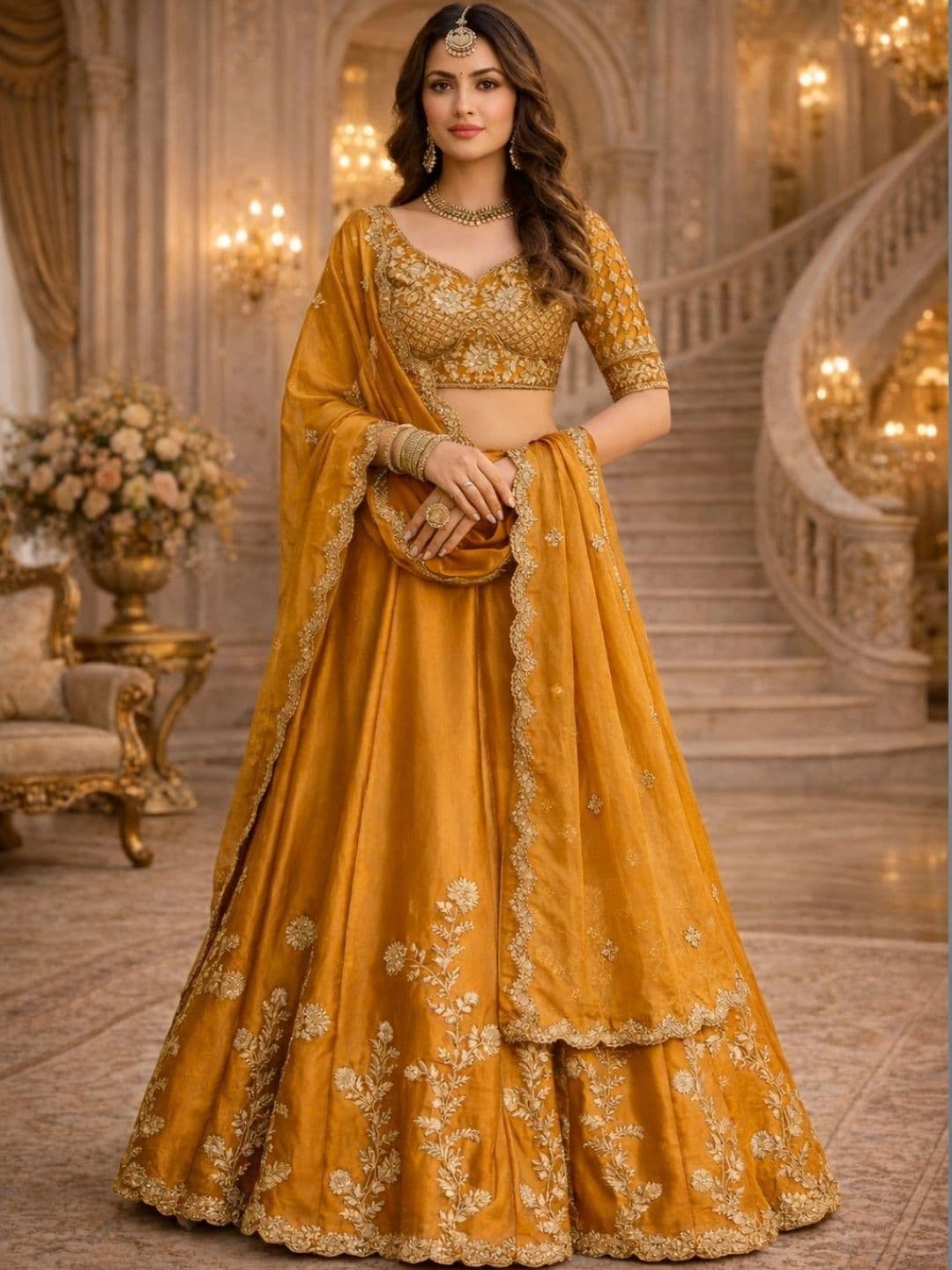 NEPYUN COLLECTION Embroidered Unstitched Lehenga & Blouse With Dupatta - view 1