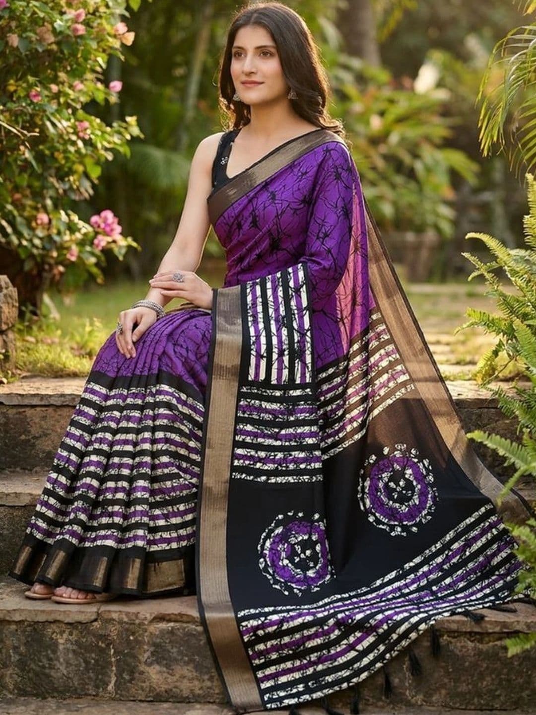 SSHAGUN LIFESTYLE Batik Fusion Saree - view 1
