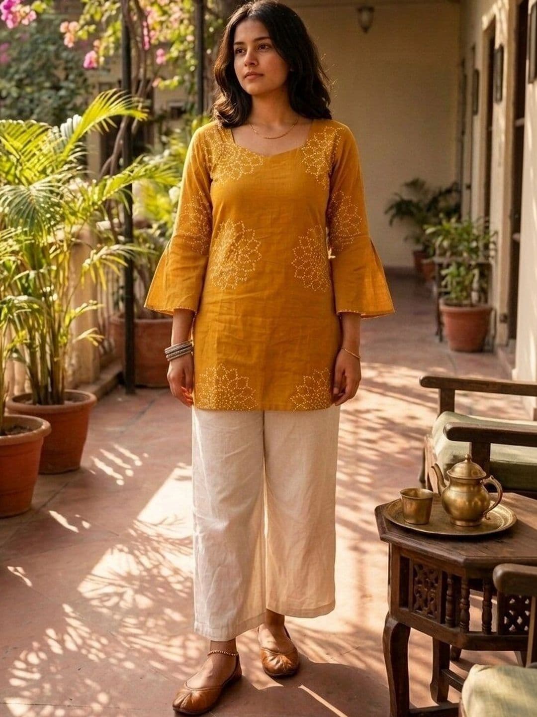 Anouk Mirage Ethnic Motifs Printed Flared Sleeves Pure Cotton Kurti - view 1