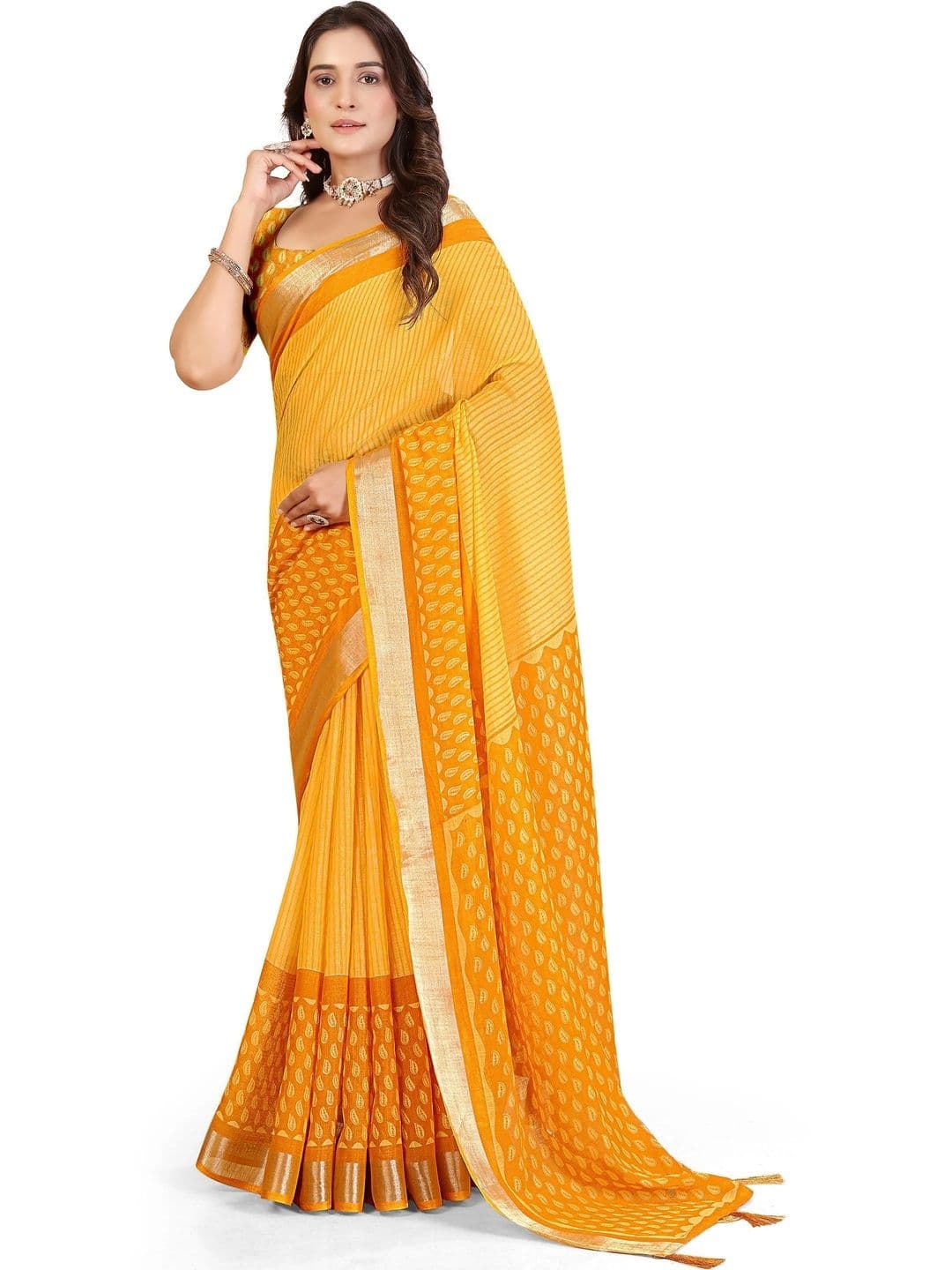 HOUSE OF VARNATANTU Paisley Pure Linen Saree - view 1