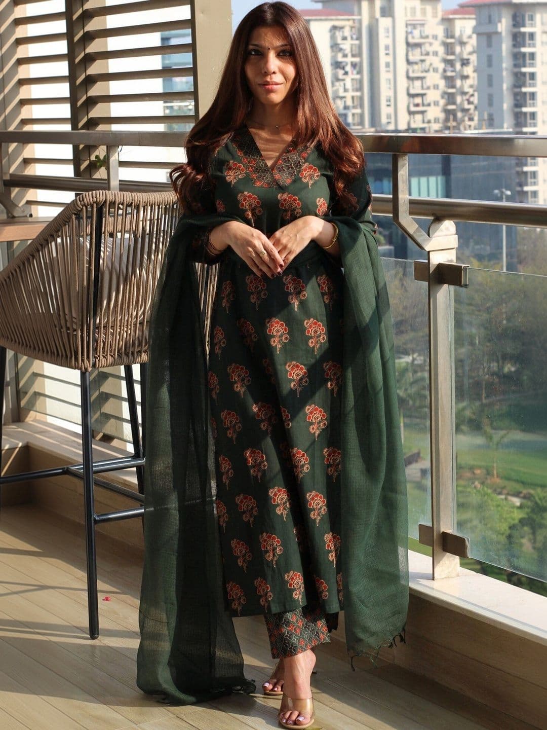 SURUKH Women Ethnic Motifs Printed Regular Kurta with Trousers & With Dupatta - view 1