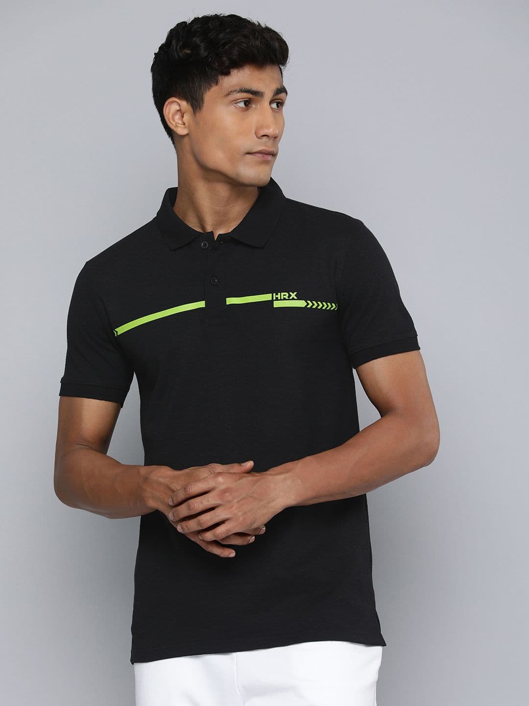 HRX by Hrithik Roshan Men Striped Polo Collar T-shirt - view 1