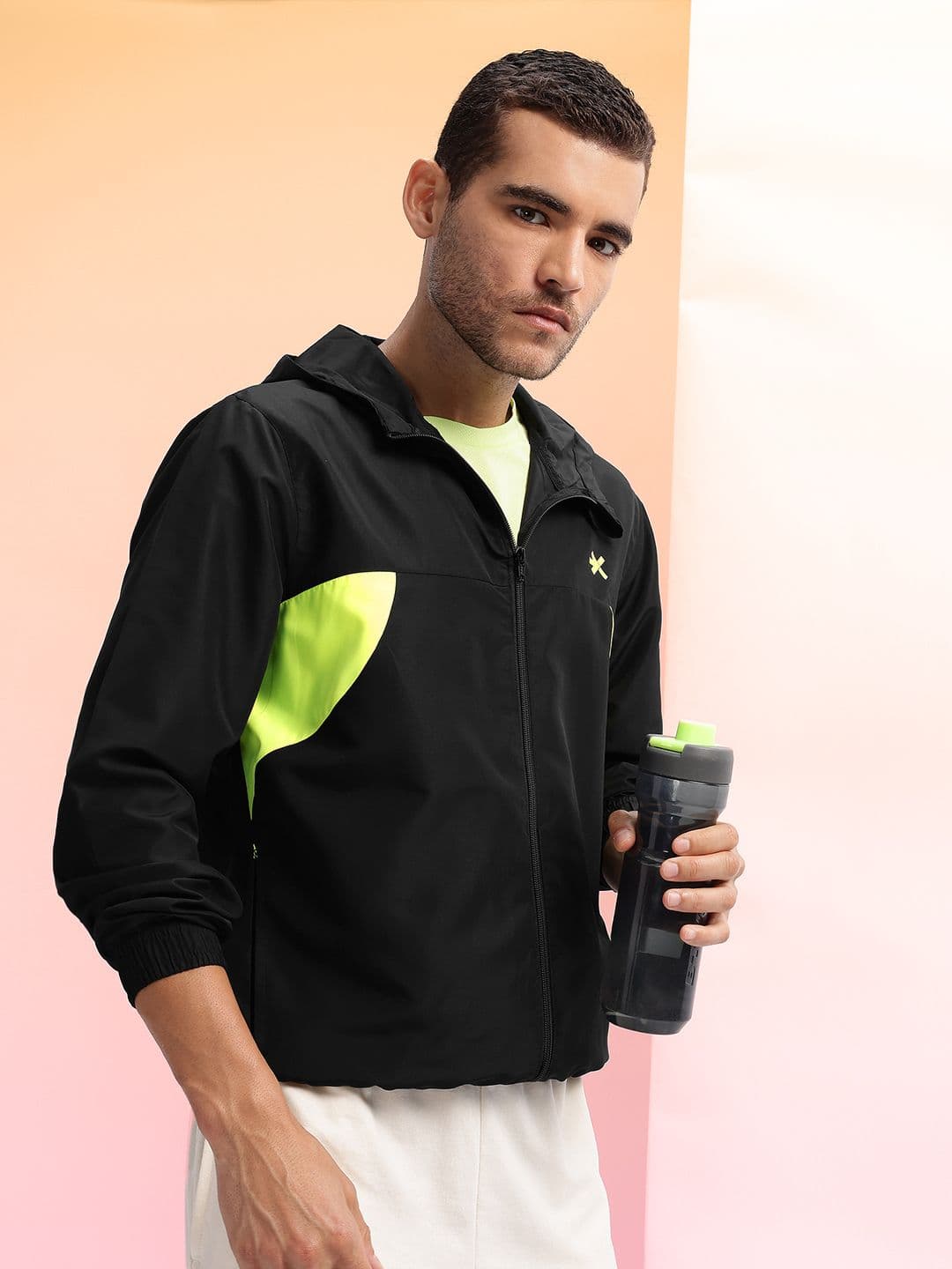 HRX by Hrithik Roshan Colourblocked Detail Hooded Running Jacket - view 1