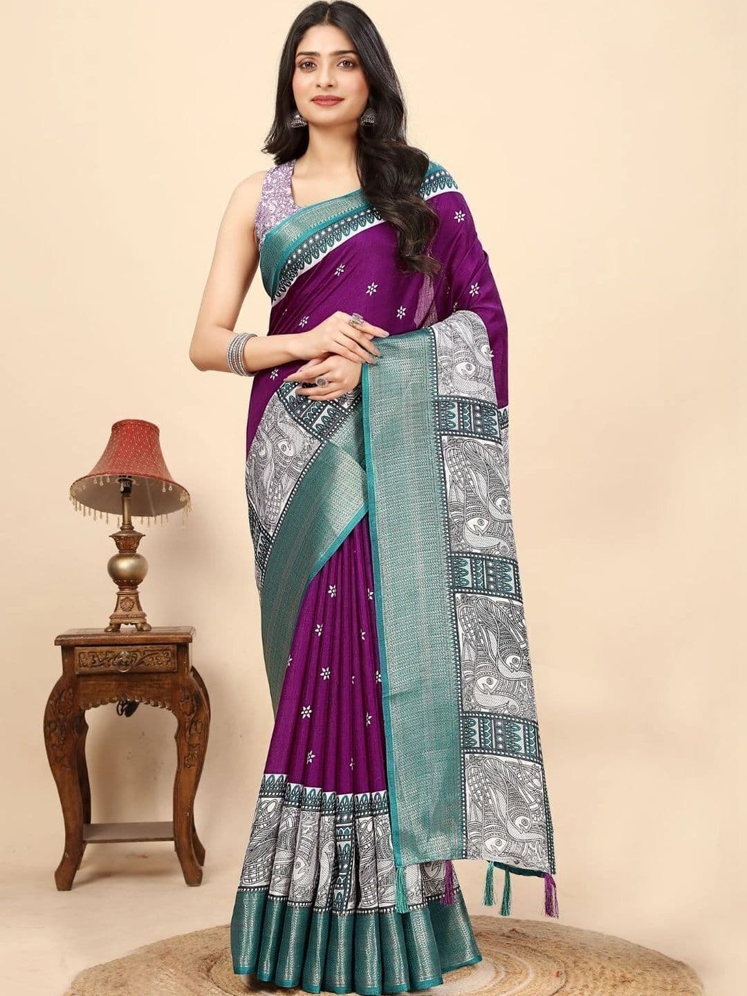 HOUSE OF VARNATANTU Woven Design Art Silk Maheshwari Saree - view 1