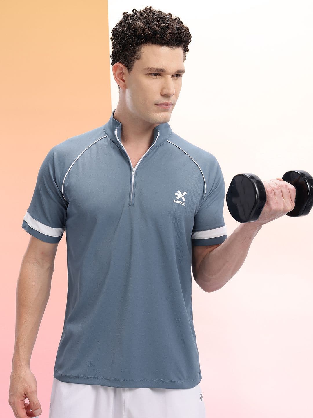 HRX by Hrithik Roshan Mock Collar Raglan Sleeves Rapid-Dry Training T-shirt - view 1