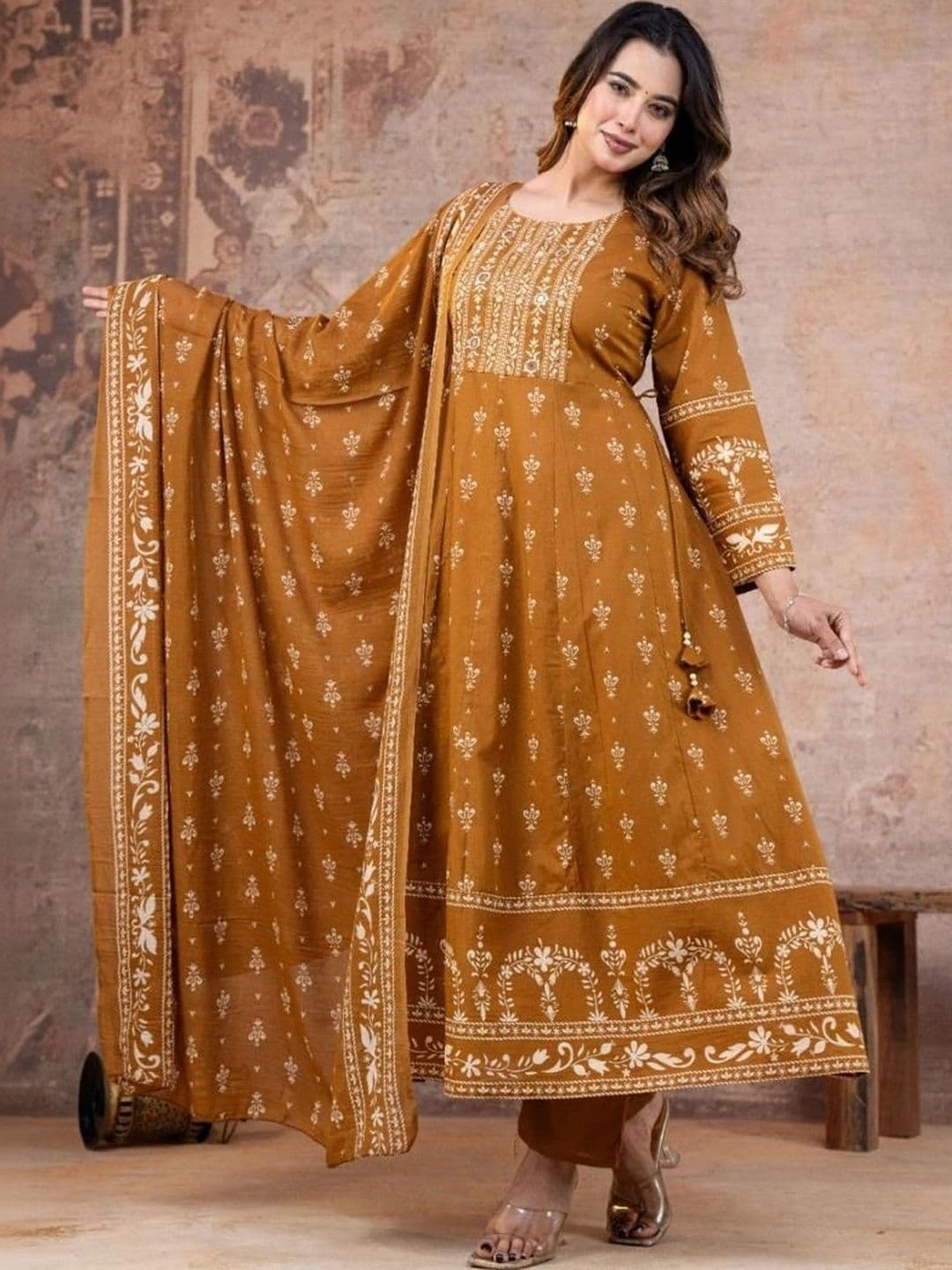 Moda Rapido Women Ethnic Motifs Printed Empire Kurta with Trousers & With Dupatta - view 1