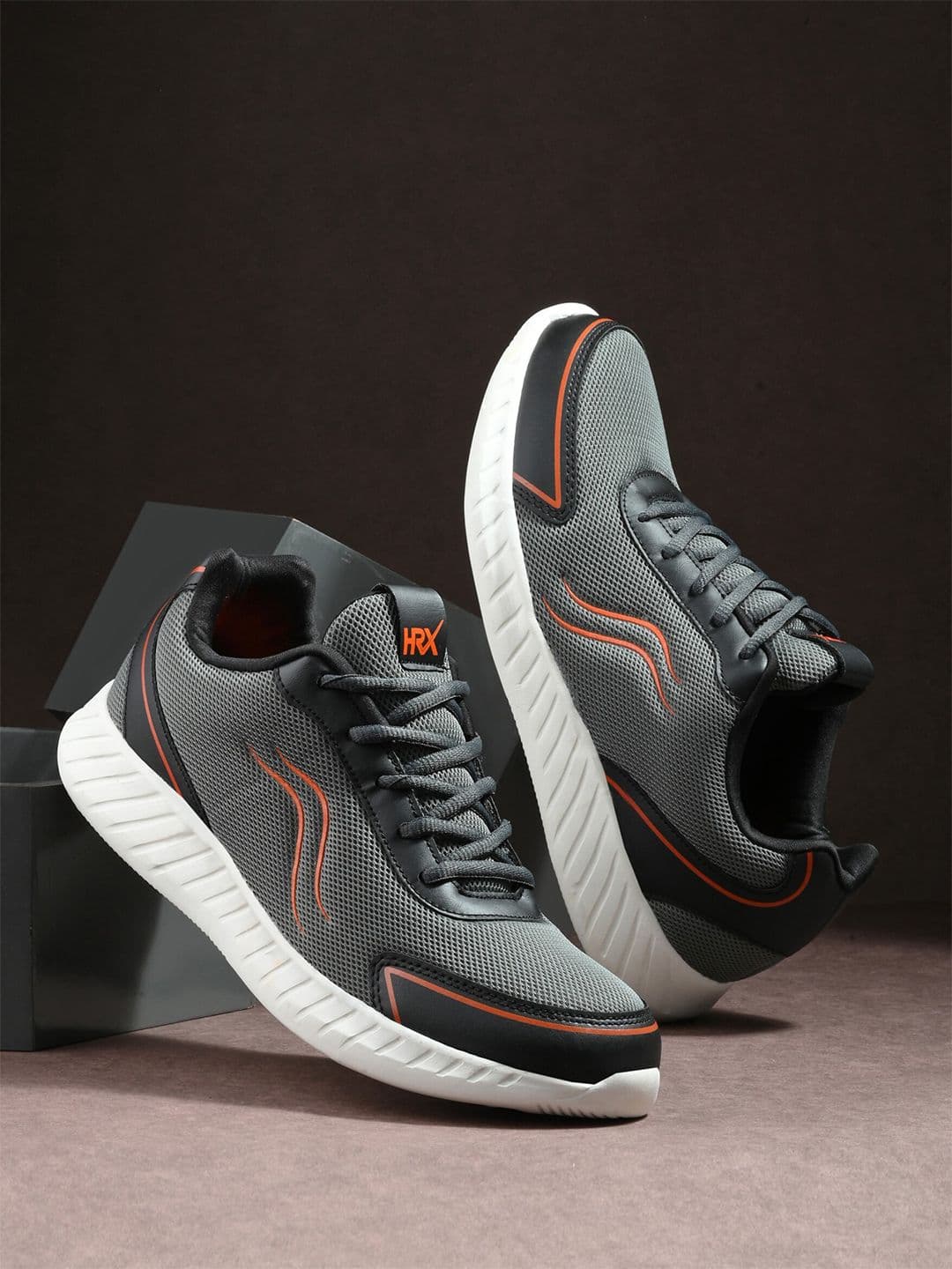 HRX by Hrithik Roshan Men Grey Textured Running Shoes - view 1