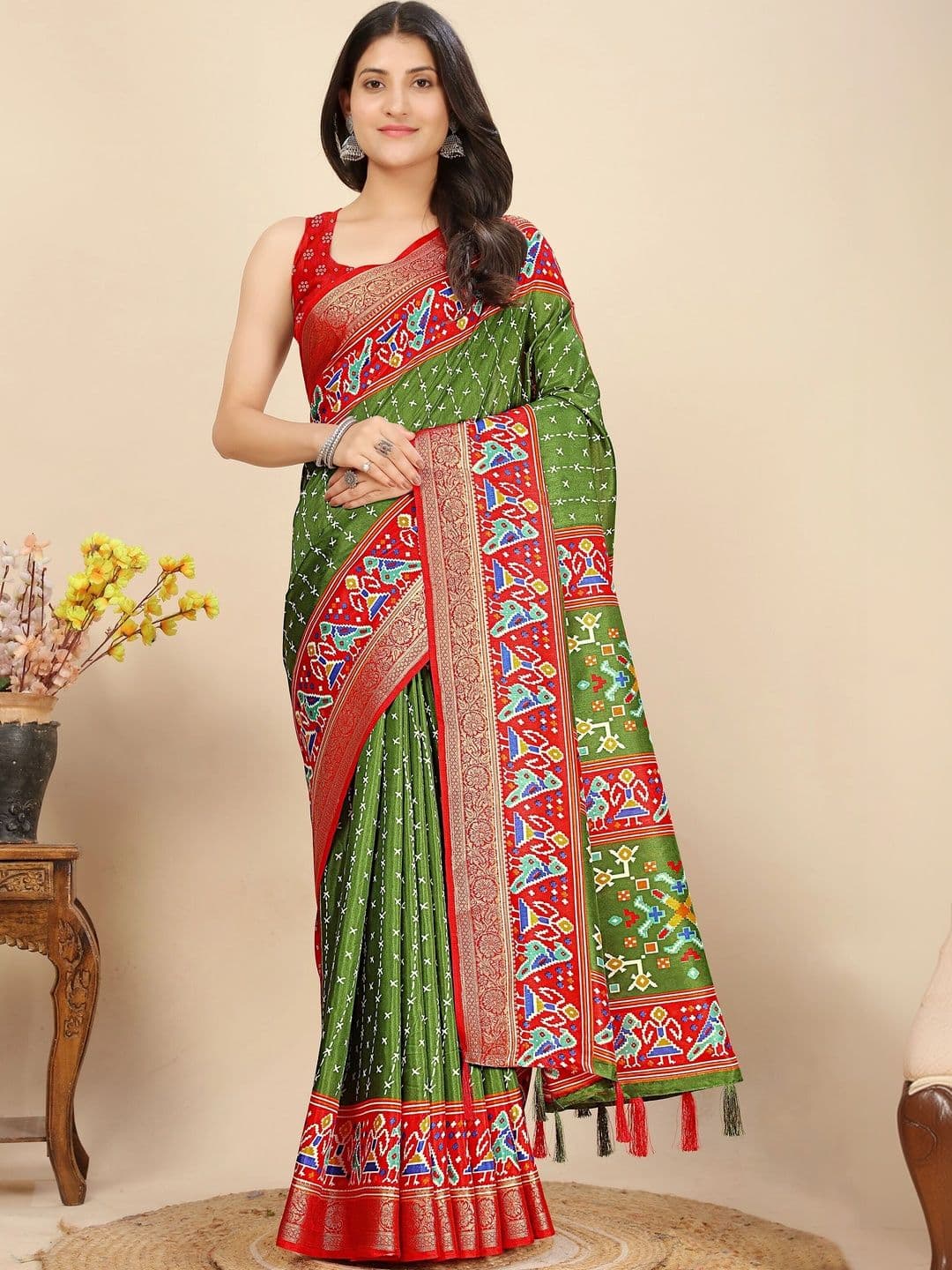 HOUSE OF VARNATANTU Ethnic Motifs Zari Silk Cotton Saree - view 1