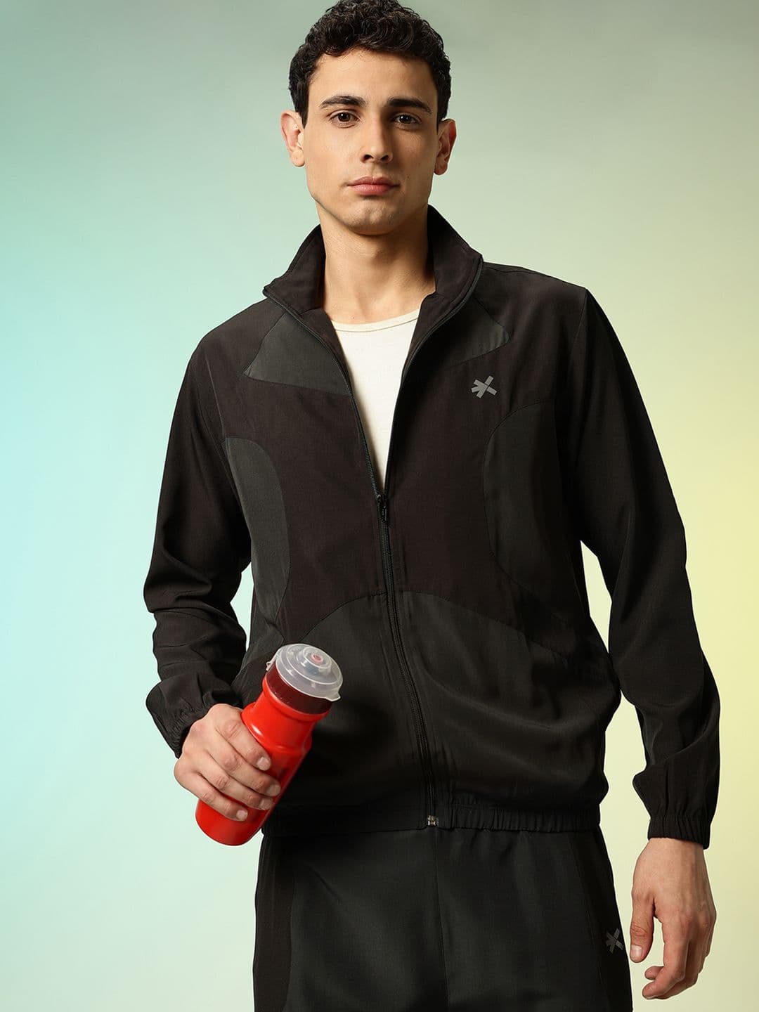 HRX by Hrithik Roshan Colorblocked Rapid-Dry Mock Collar Tracksuit - view 1