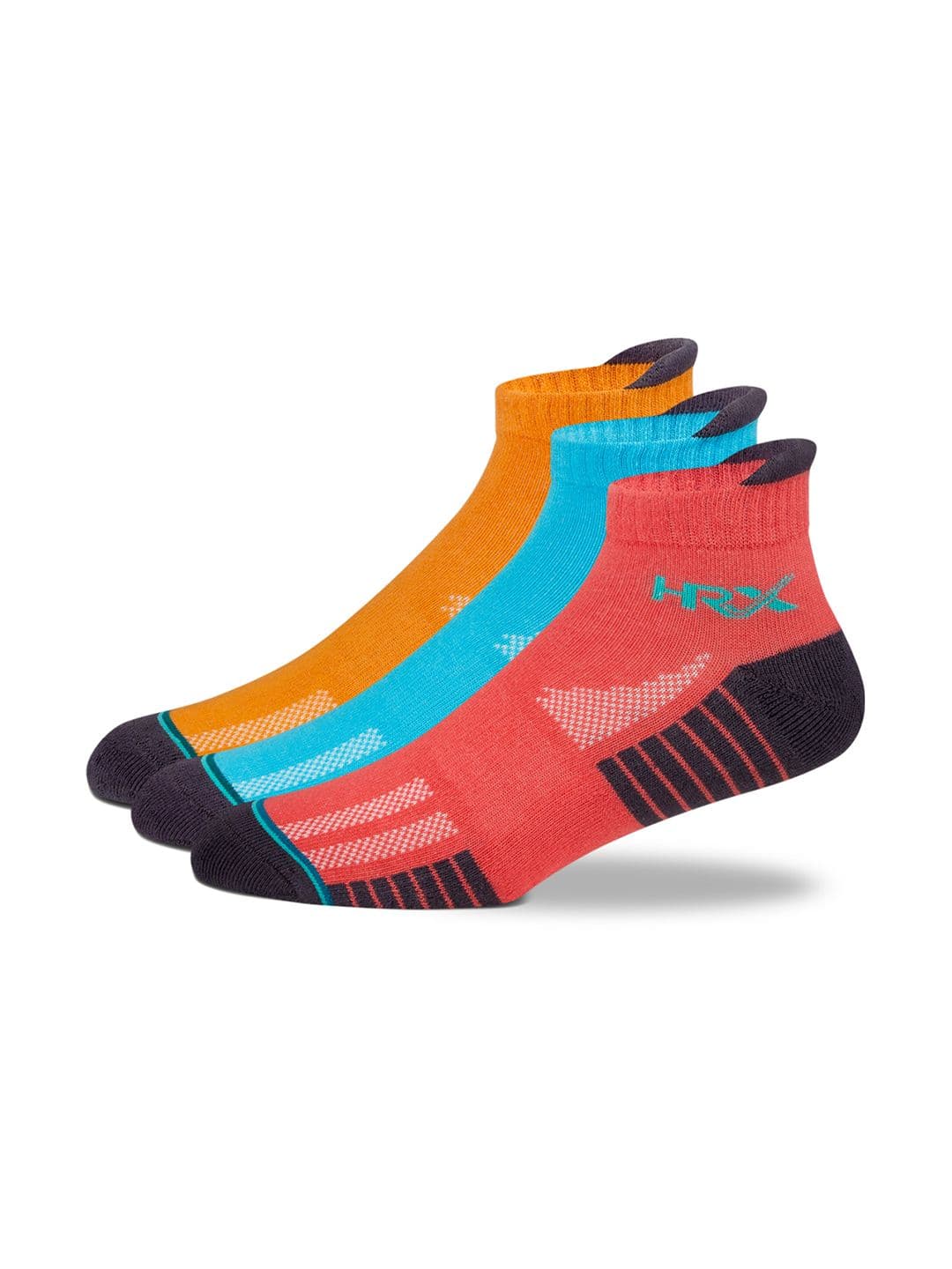HRX by Hrithik Roshan Men Pack of 3 Yellow And Blue Patterned Ankle Length Sports Socks - view 1