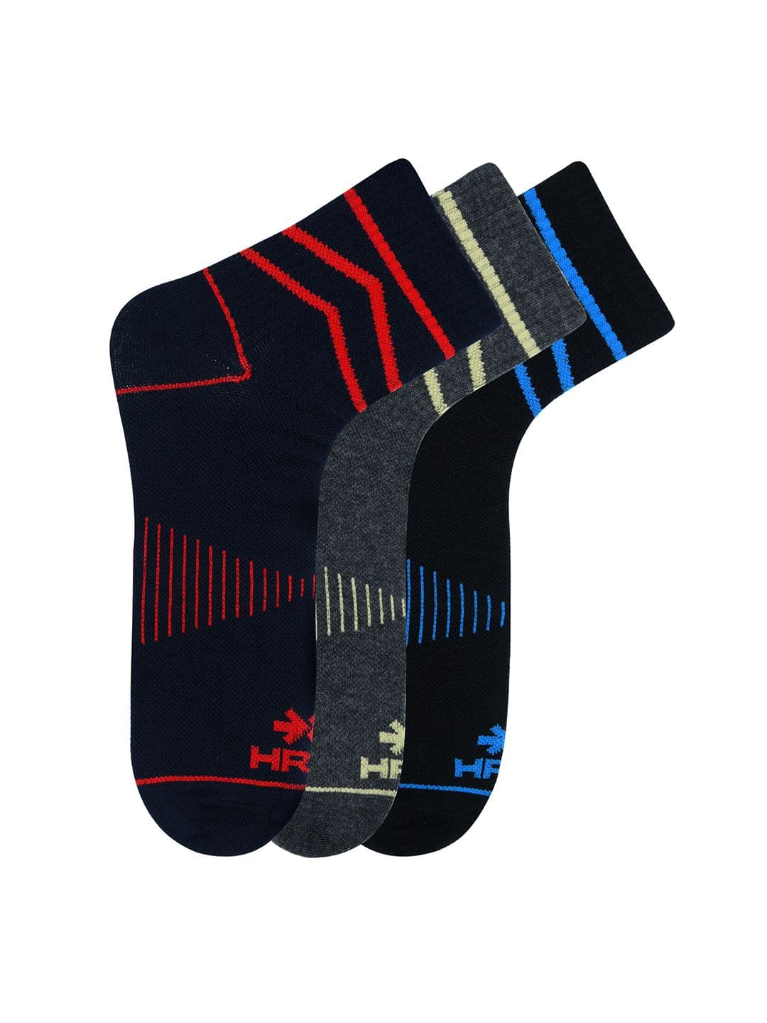 HRX by Hrithik Roshan Men Pack Of 3 Striped Ankle Length Socks - view 1