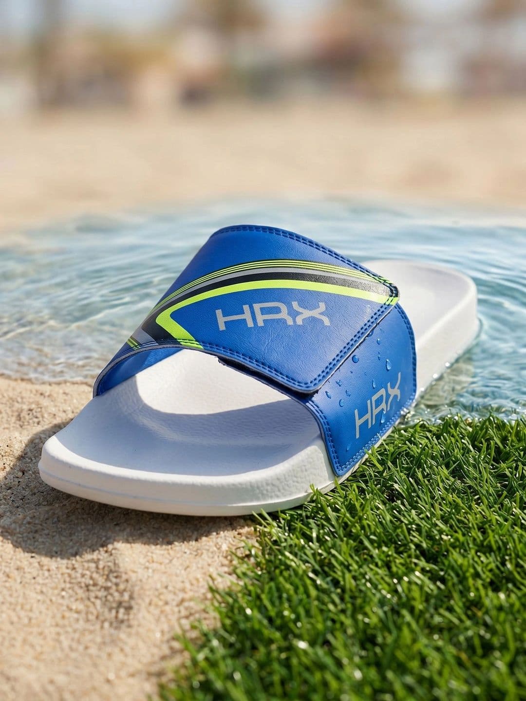 HRX by Hrithik Roshan Men Blue Printed Sliders - view 1
