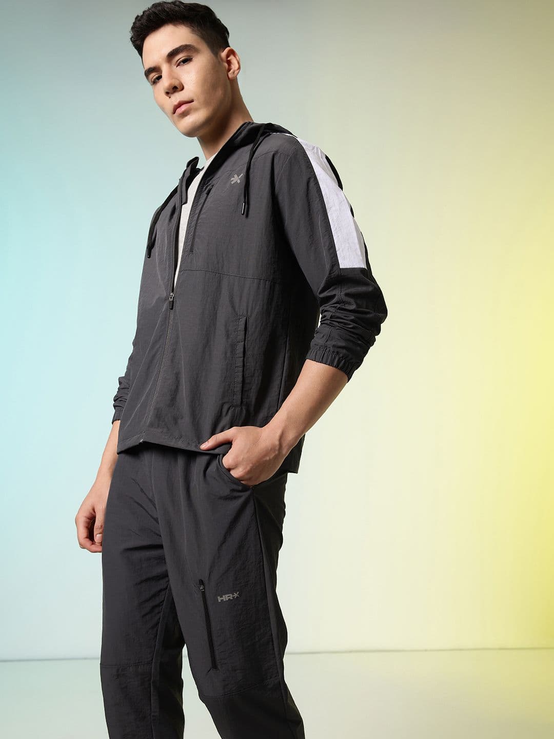 HRX by Hrithik Roshan Brand Logo Printed Hooded Rapid Dry Running Tracksuit - view 1