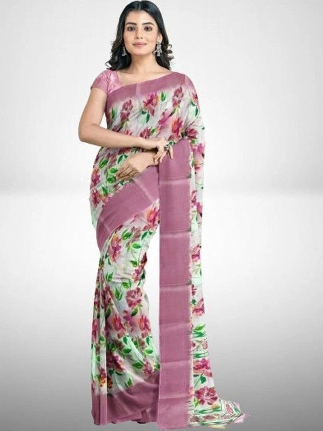 SSHAGUN LIFESTYLE Floral Silk Cotton Saree - view 1