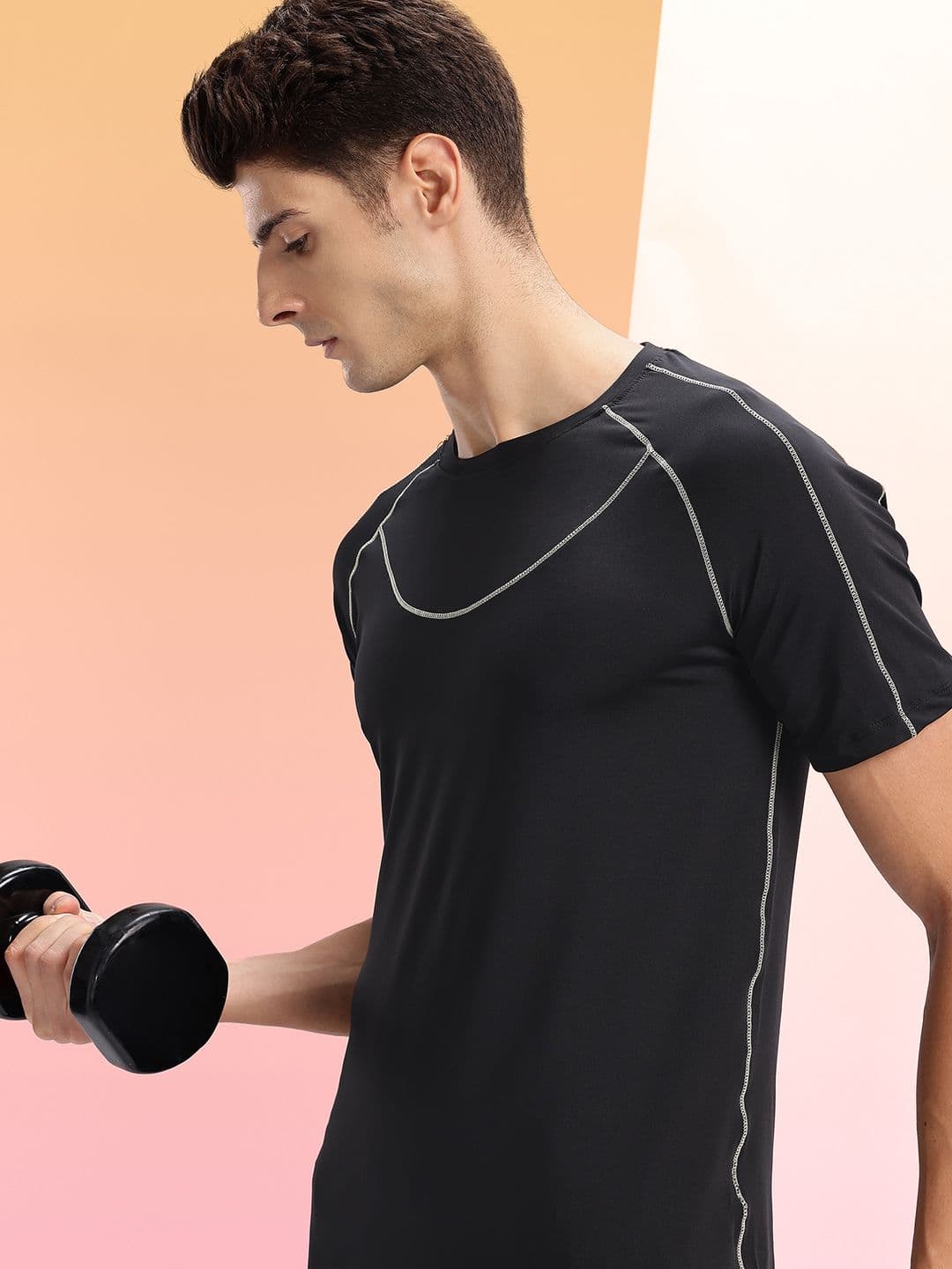HRX by Hrithik Roshan Rapid-Dry Contrast Stitch Slim Fit Training T-shirt - view 1