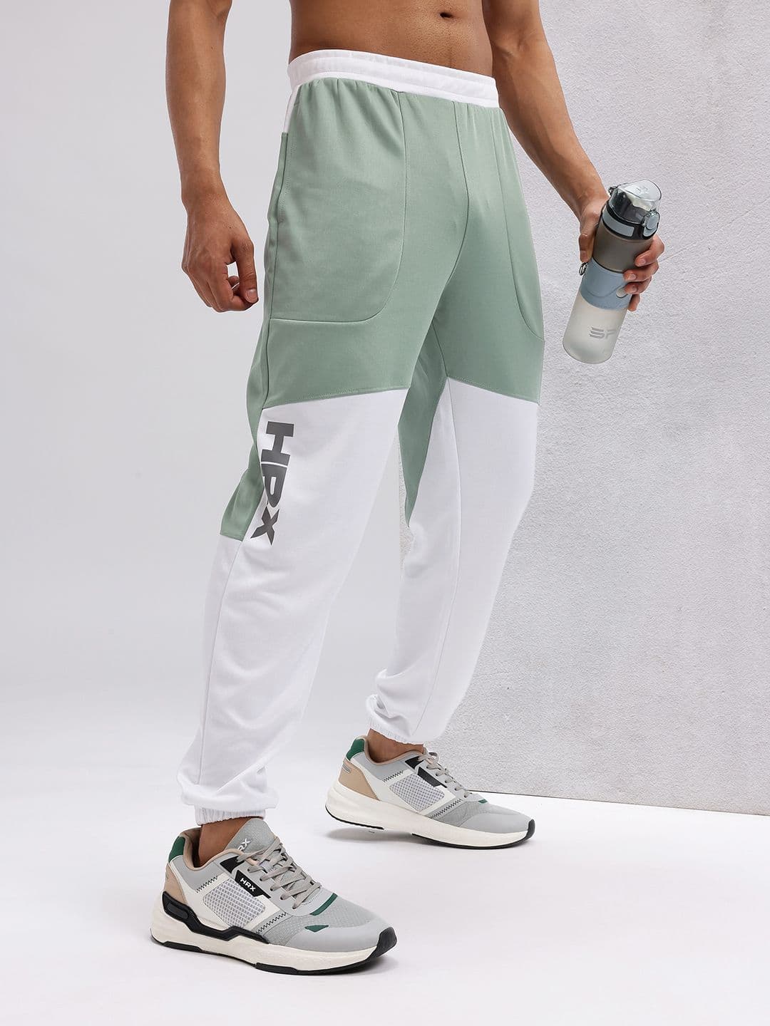 HRX by Hrithik Roshan Men Colourblocked Mid-Rise Rapid-Dry Running Joggers - view 1