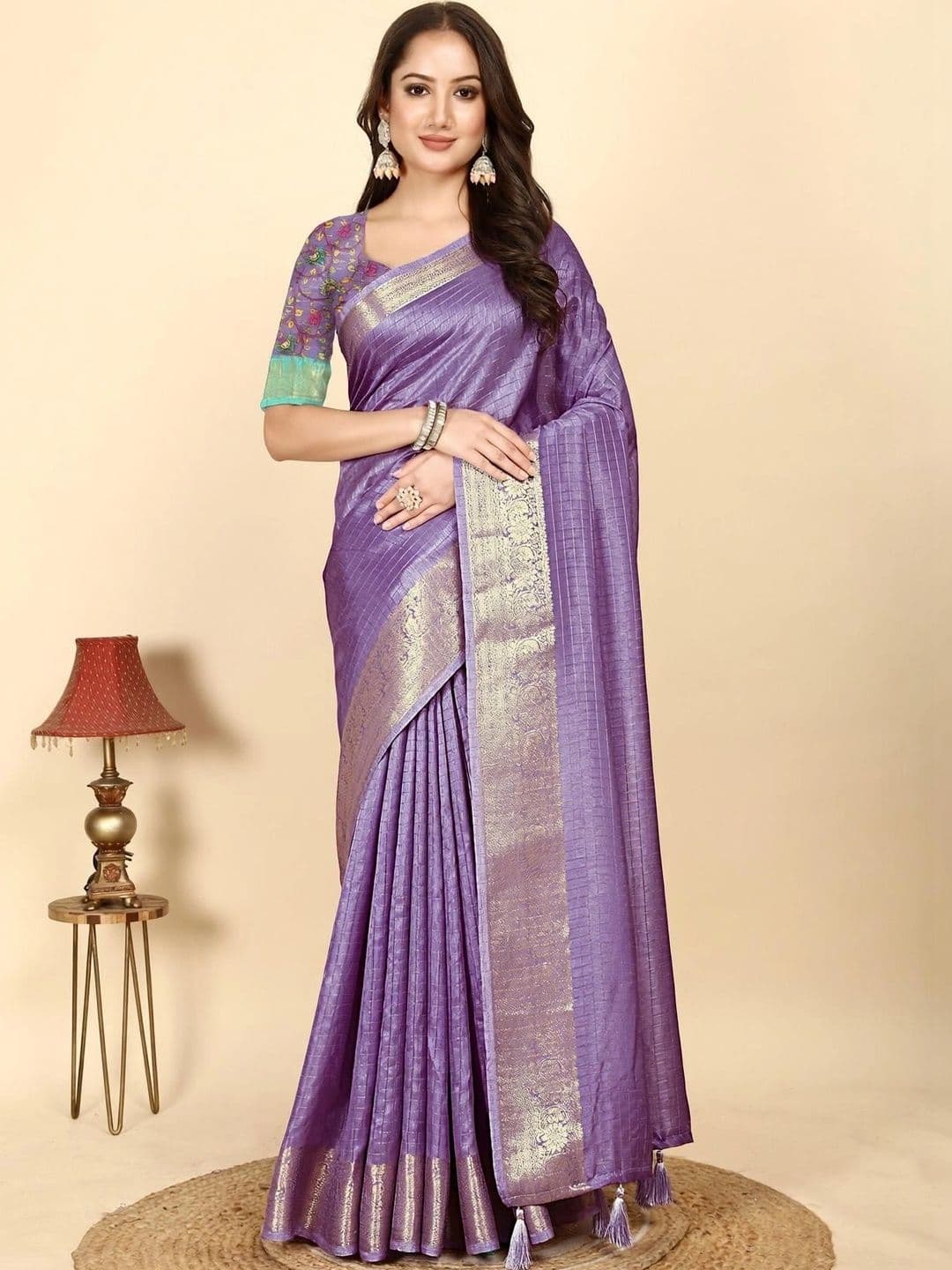 HOUSE OF VARNATANTU Ethnic Motifs Zari Silk Cotton Saree - view 1