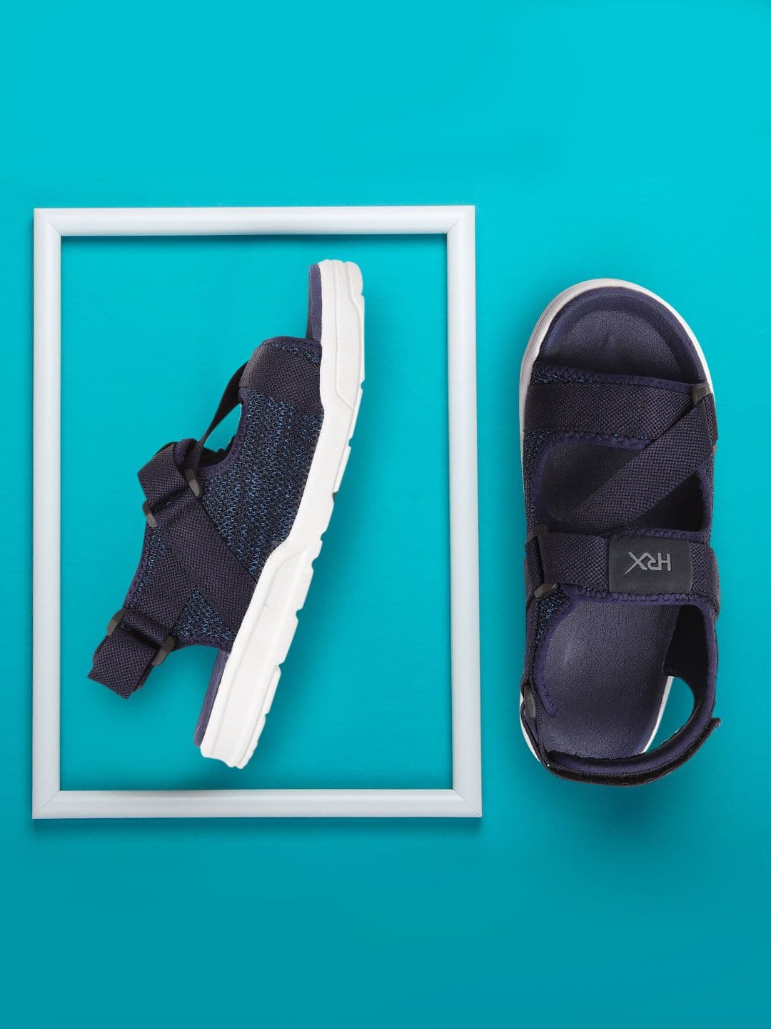 HRX by Hrithik Roshan Men Navy Blue Woven Design Hook & Loop Athleisure Sandal - view 1