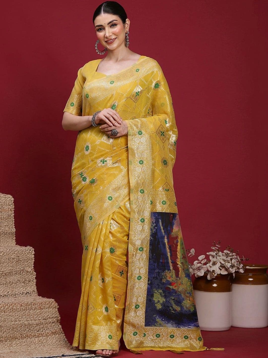 Anouk Woven Design Zari Organza Designer Banarasi Saree - view 1
