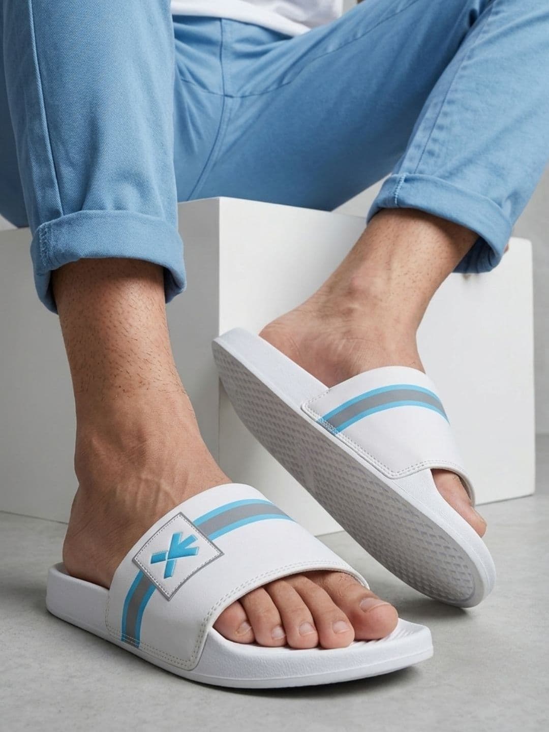 HRX by Hrithik Roshan Men Striped Sliders - view 1