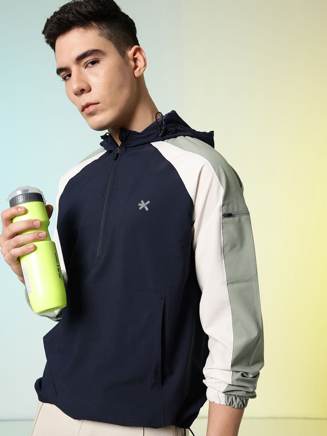 HRX by Hrithik Roshan Colourblocked Hooded Running Sporty Jacket - view 1