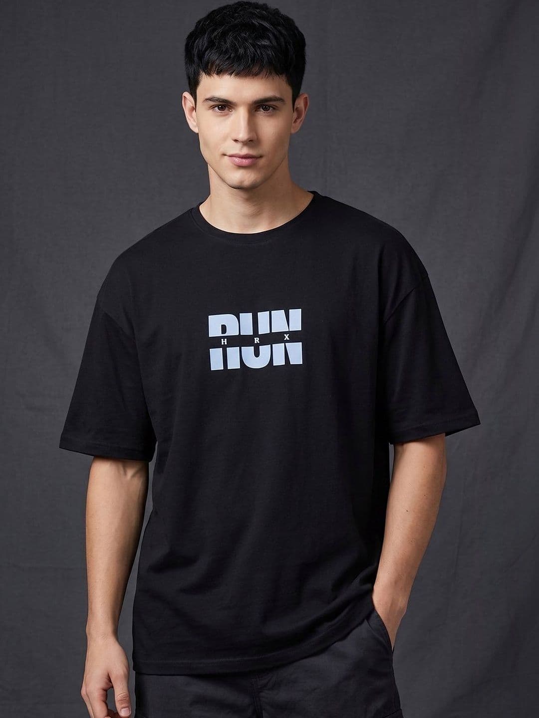 HRX by Hrithik Roshan Typography Printed Pure Cotton T-shirt - view 1