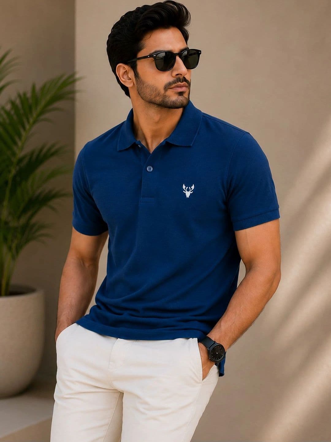 VIEW DESIGN Men Brand Logo Polo Collar Abzorb T-shirt - view 1