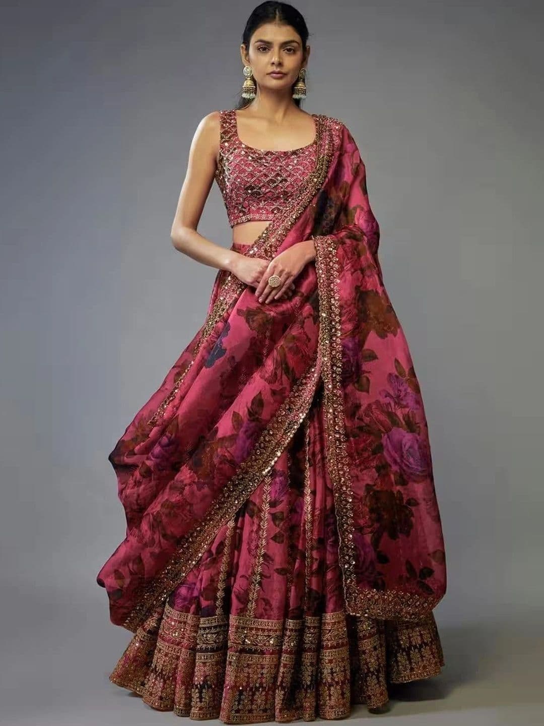 Poshak Bazaar Embellished Sequinned Semi-Stitched Lehenga & Unstitched Blouse With Dupatta - view 1