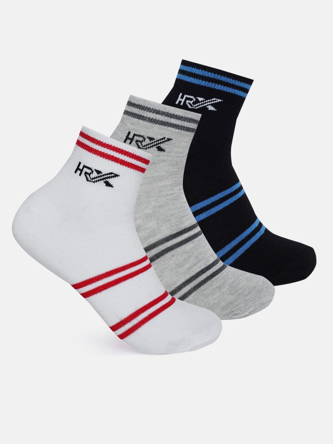 HRX by Hrithik Roshan Men Pack Of 3 Cotton Striped Ankle-Length Socks - view 1