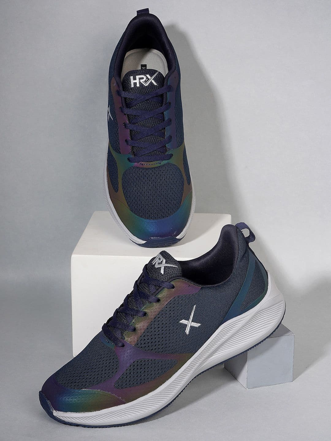 HRX by Hrithik Roshan Men Navy Blue & White 3D Flex Mesh Running Shoes - view 1
