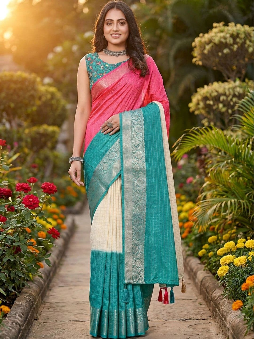 SSHAGUN LIFESTYLE Woven Design Zari Kanjeevaram Saree - view 1