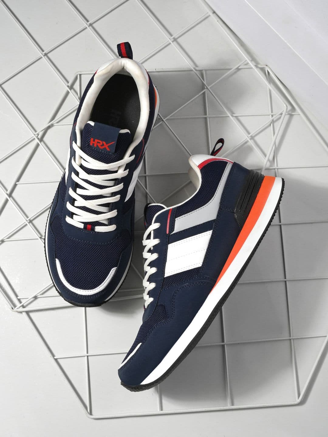 HRX by Hrithik Roshan Men Navy Blue Colourblocked Lace Up Mesh Sneakers - view 1