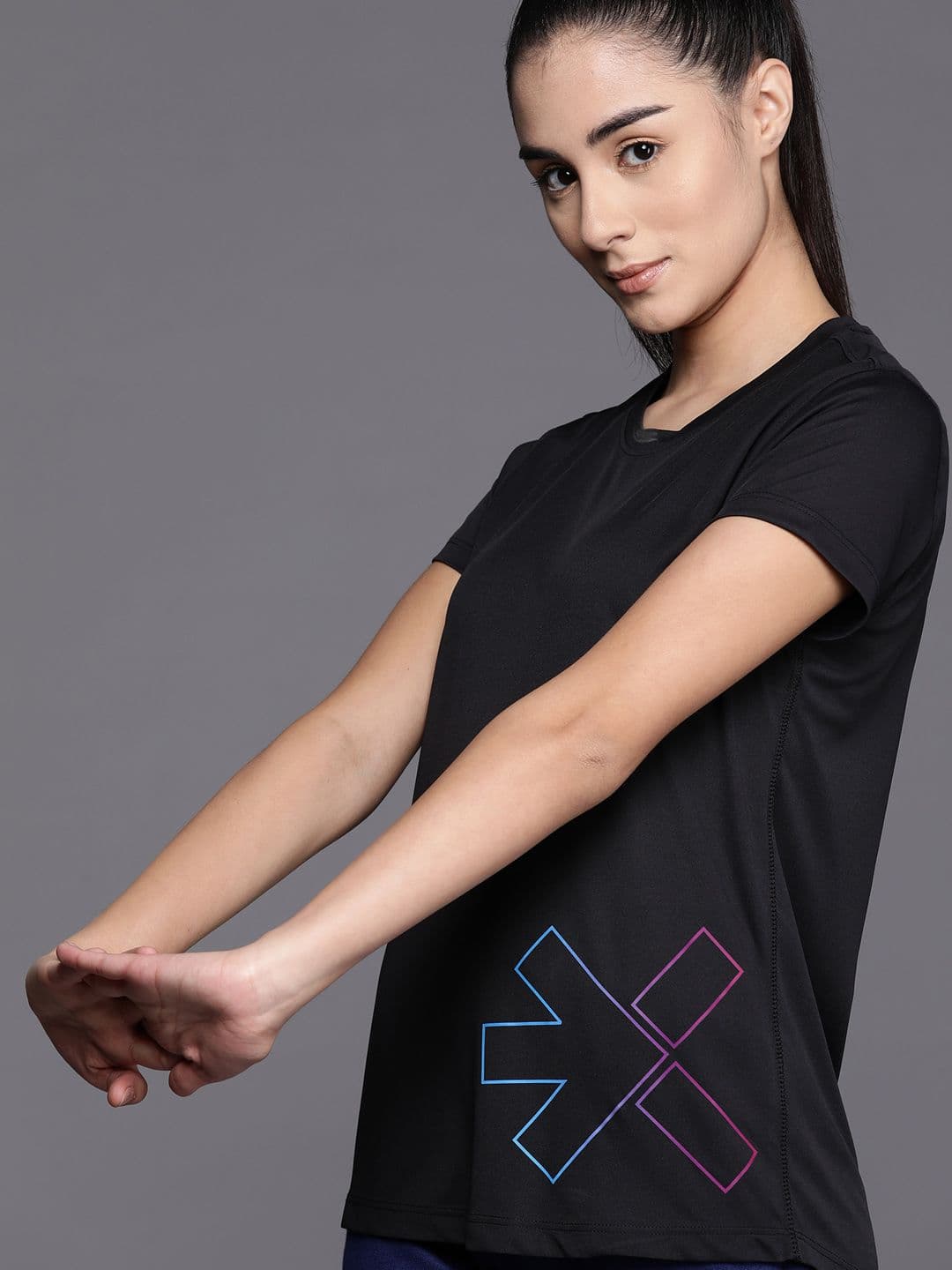 HRX by Hrithik Roshan Printed Rapid-Dry Training T-shirt - view 1