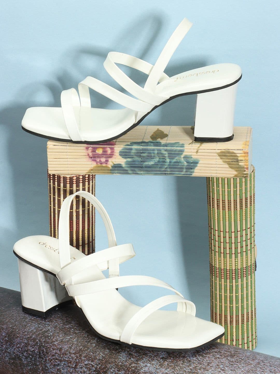 DressBerry White Open Toe Block Heels - view 1