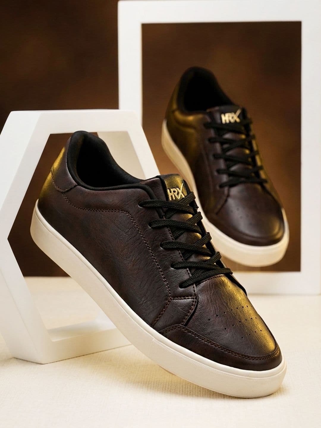 HRX by Hrithik Roshan Men Brown Contrast Sole Lace Up Sneakers - view 1