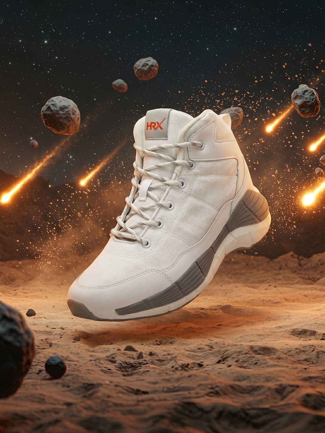 HRX by Hrithik Roshan Men White Mid-Top Lace-Up Basketball Shoes - view 1