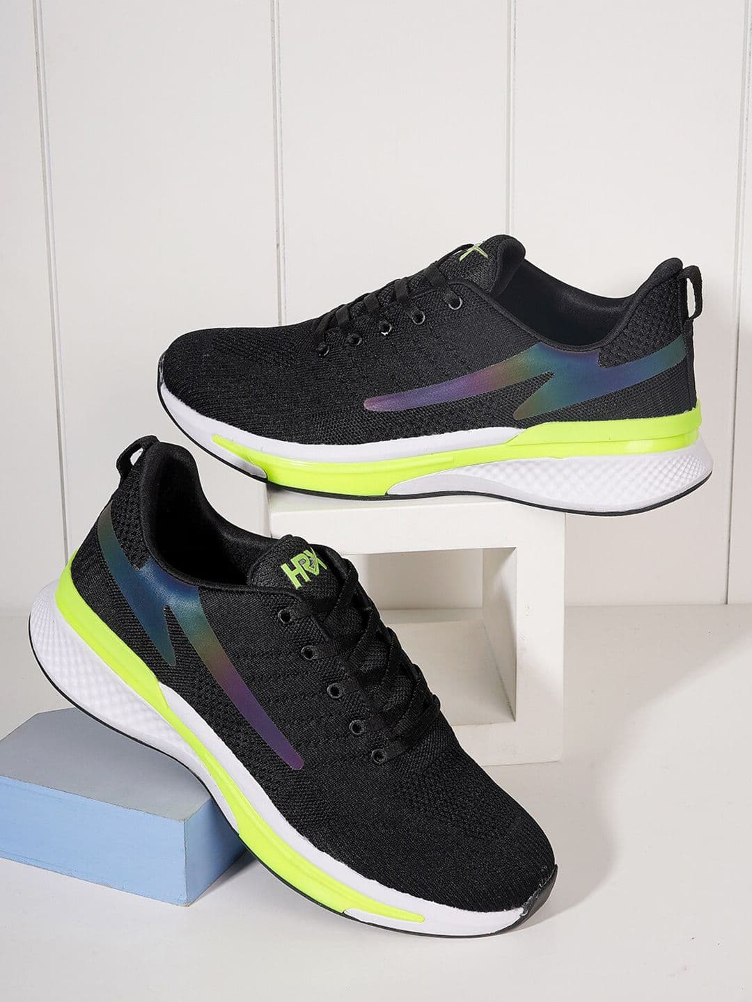 HRX by Hrithik Roshan Men Black & White 3D Flex Mesh Marking Running Shoes - view 1