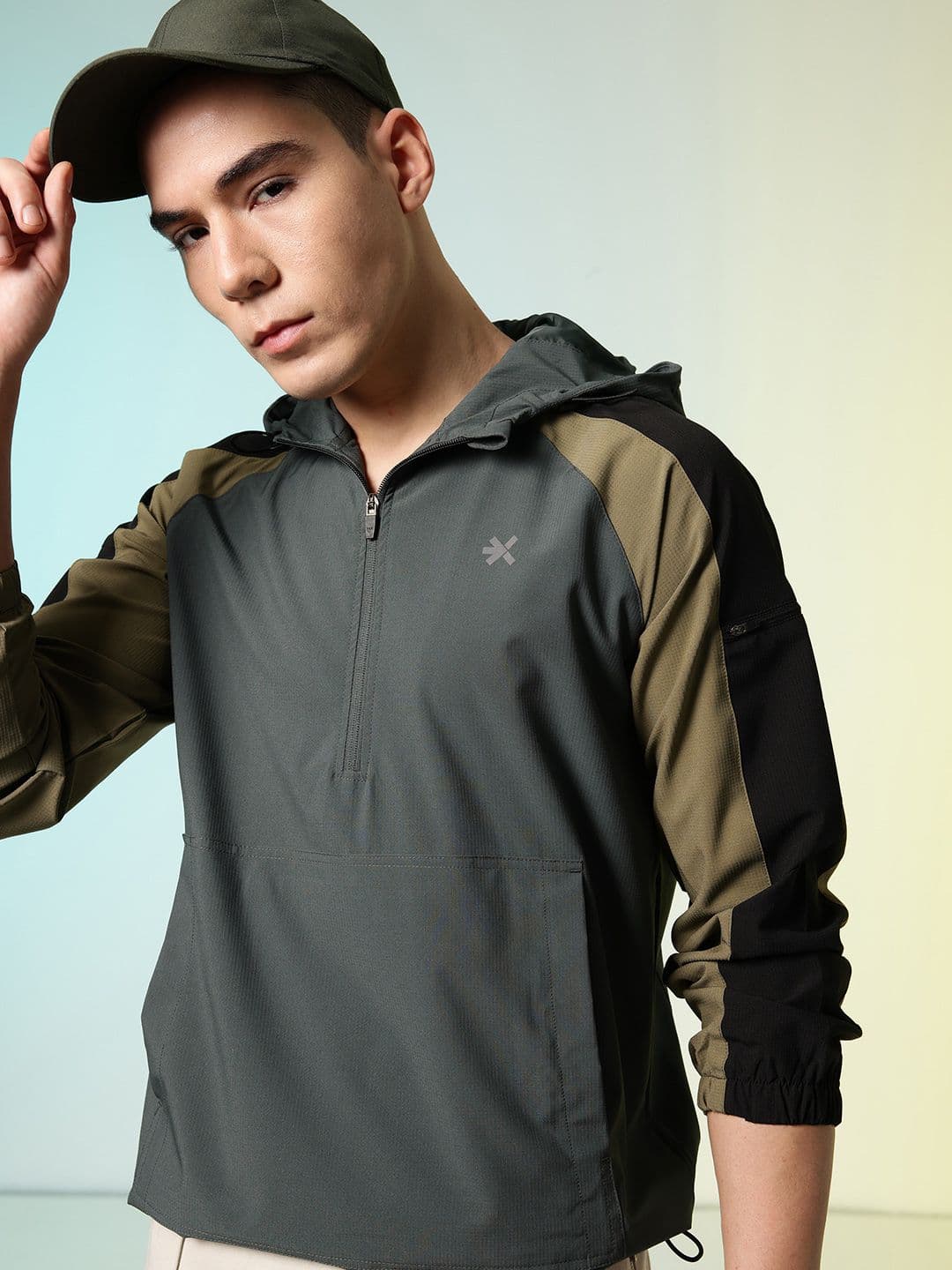 HRX by Hrithik Roshan Colourblocked Hooded Running Sporty Jacket - view 1