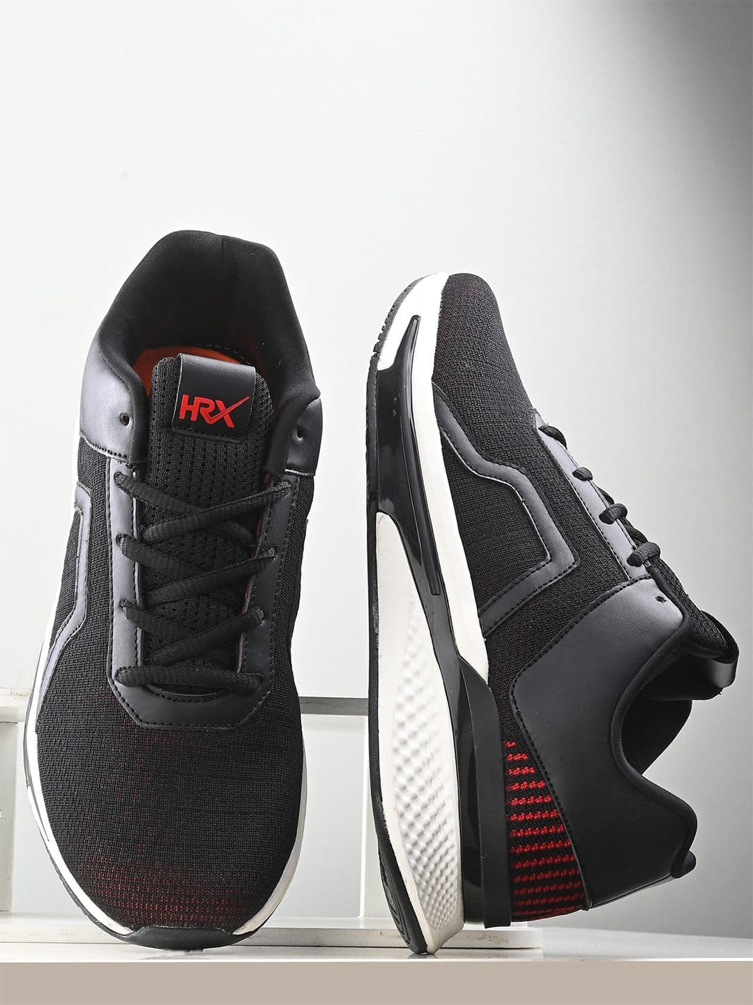 HRX by Hrithik Roshan Men Black & Red Mesh Memory Foam Non-Marking Running Shoes - view 1