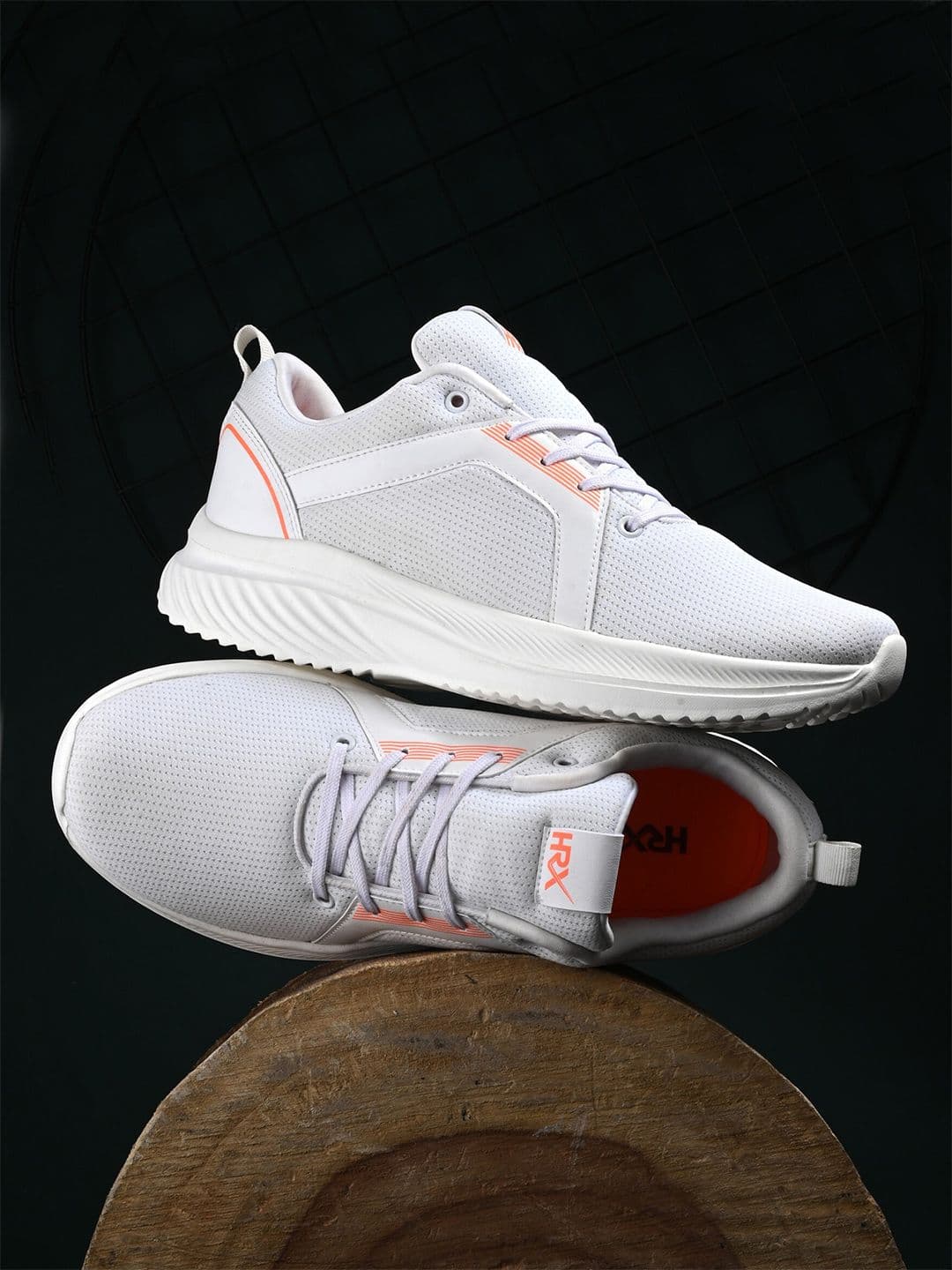 HRX by Hrithik Roshan Men White & Orange Memory Foam Mesh Running Shoes - view 1