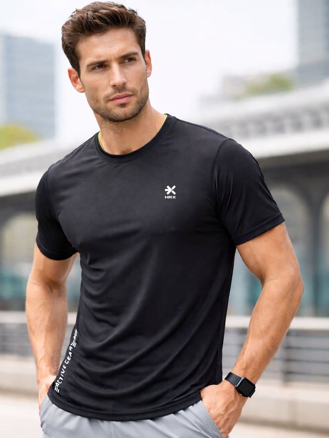 HRX by Hrithik Roshan Brand Logo Printed Round Neck Pockets Regular Fit T-shirt - view 1